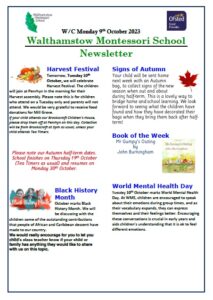 Screenshot of Newsletter from 9 October